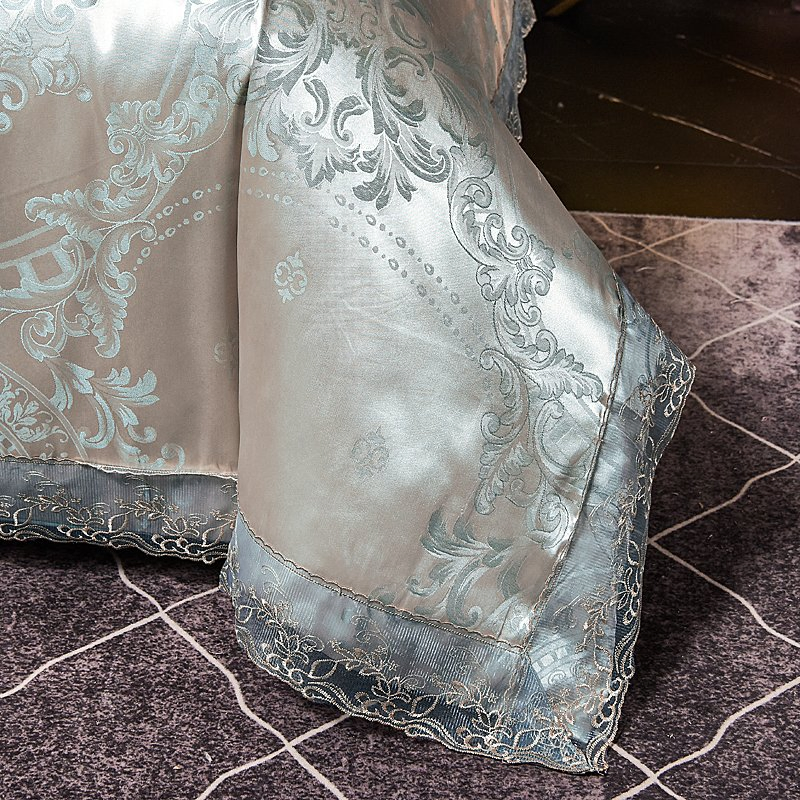 Polyester Duvet Pillowcase Cover Jacquard Bedsheets Coverlets 4 PCS Bedding Set