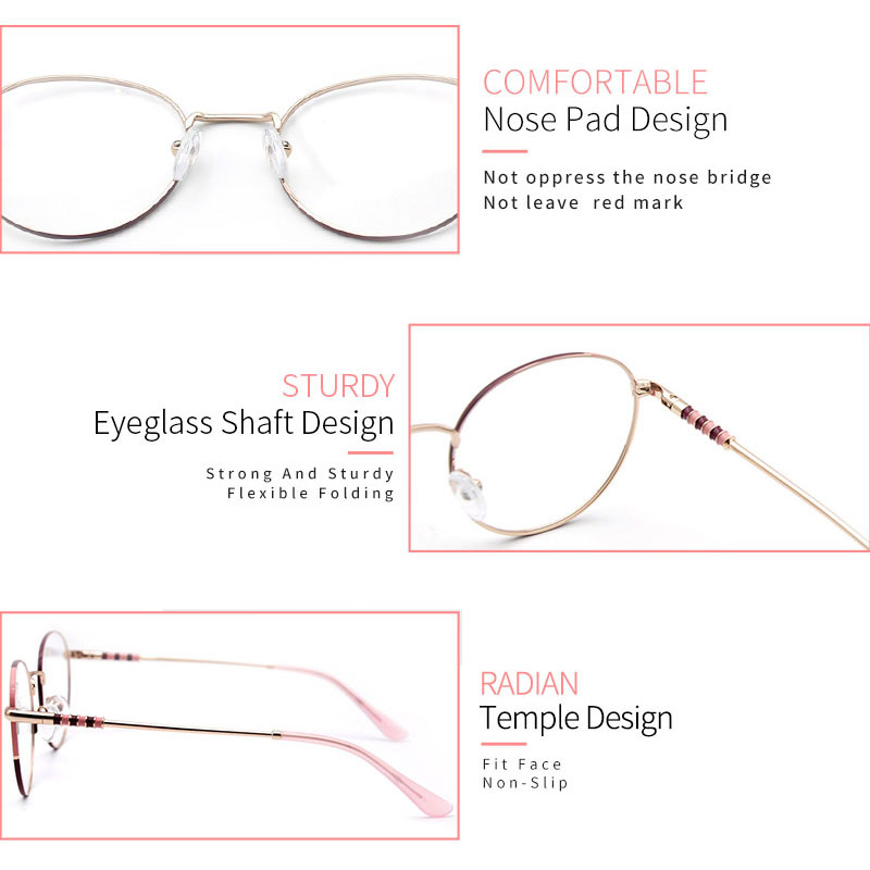 Customized OEM Fashion Stainless Steel Round Glasses for Women with Acetate Tip