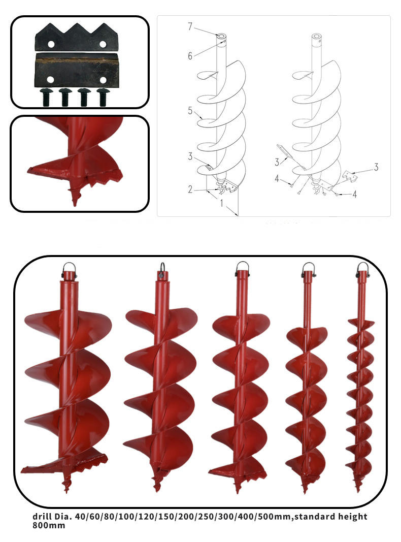 2-Stroke 3.2HP Gas Powered Auger Post Hole Digger, Earth Auger with 3 Drill Bits 4" 6" 8" and 12" Extension Rod