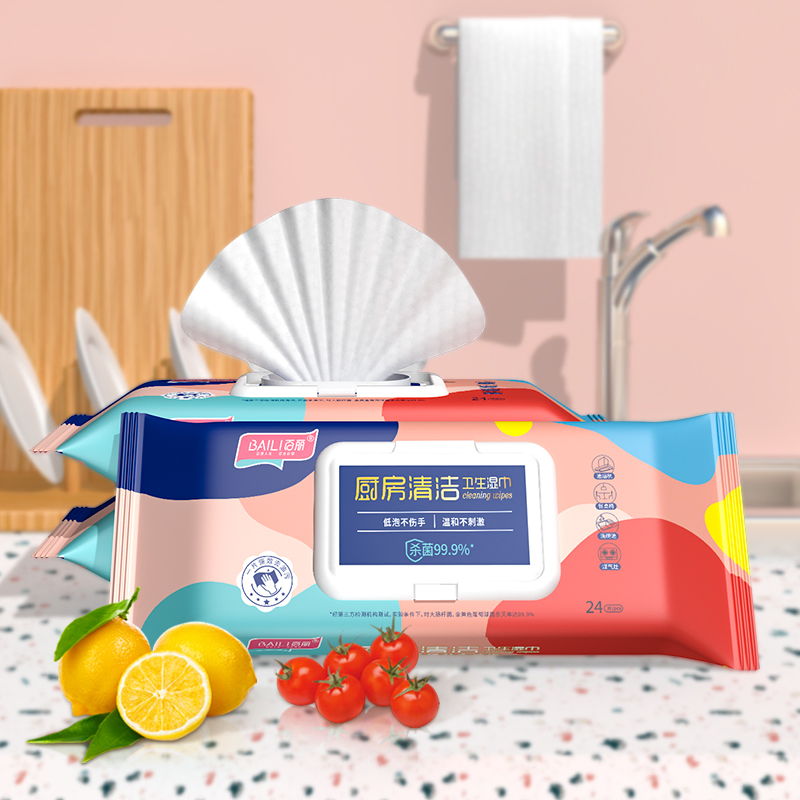 Disposable Powerful Oil Removal Kitchen Cleaning Wet Wipes for Stain Removing Disposable Cleaning Wet Wipe