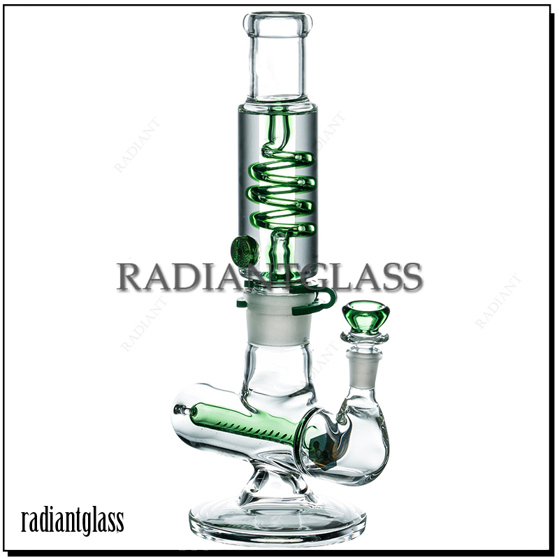 Wholesale Two Section Violin Coil Perc Freezable Glass Water Pipe with Clips