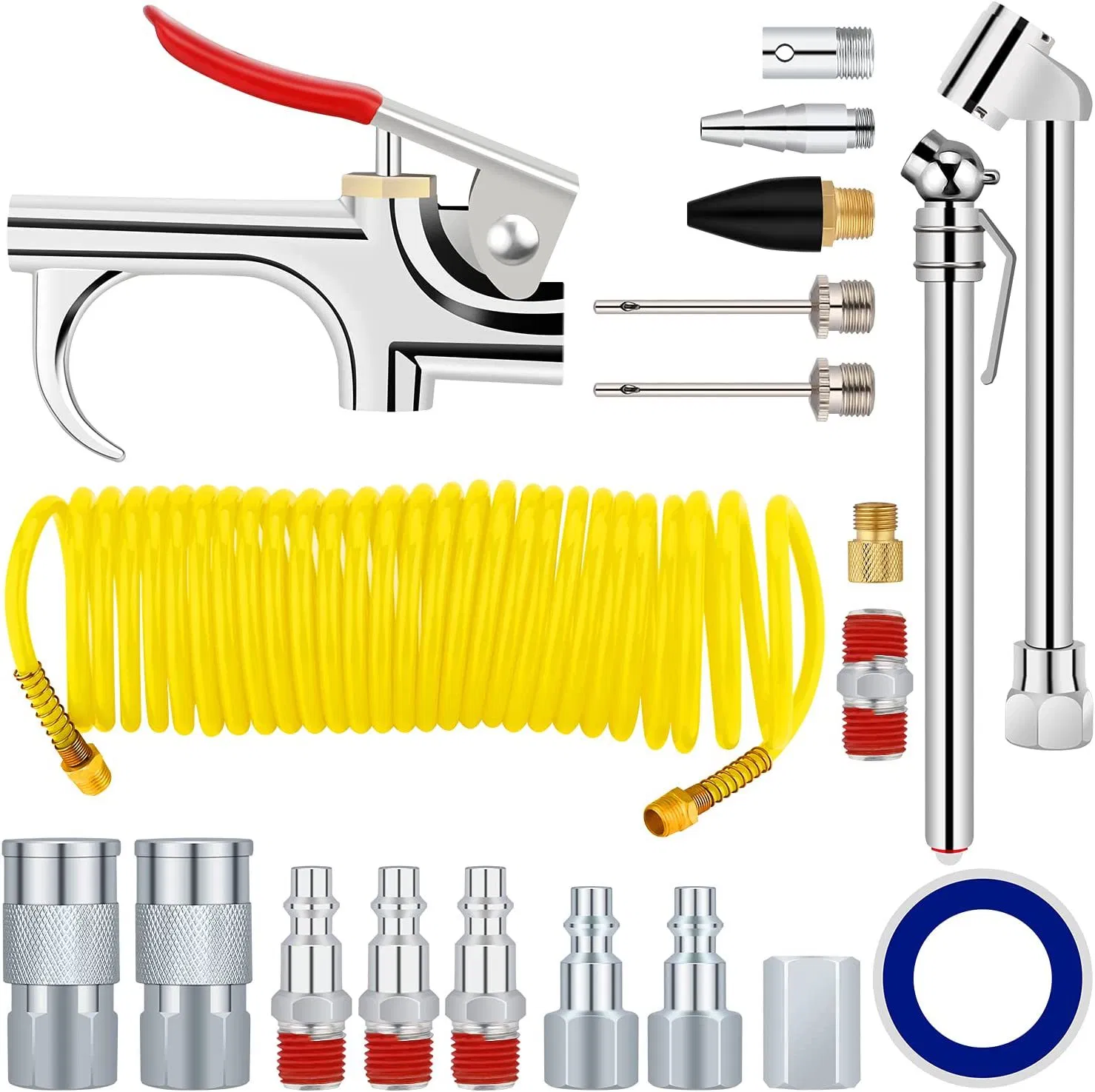 20PCS 2-Way Connection Air Nozzle Blow Gun Set, Air Nozzle Kit with 1/4 in Standard Quick Fitting Air Compressor Accessories