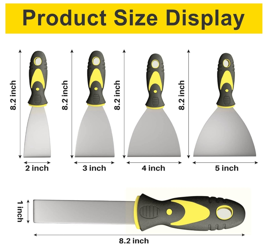 5PCS Putty Knife Paint Scraper Tool Scraper Set for Removing Wallpaper