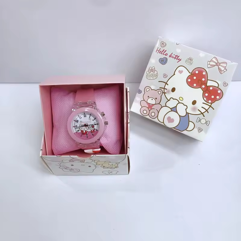 Kids Watch Children Cartoon Watch with Box Watch Birthday Gift Hello Kitty Kuromi Mymelody Kids Watch with Box Set for Girl Boys Gifts