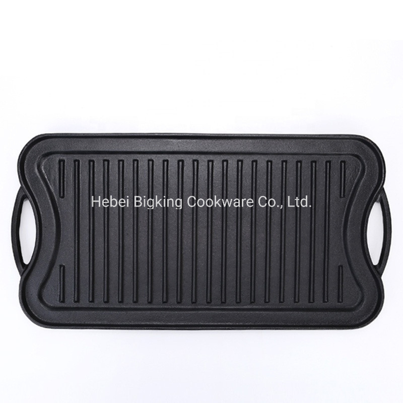 Rectangular Cast Iron 2 in 1 Reversible Griddle Grill Plate