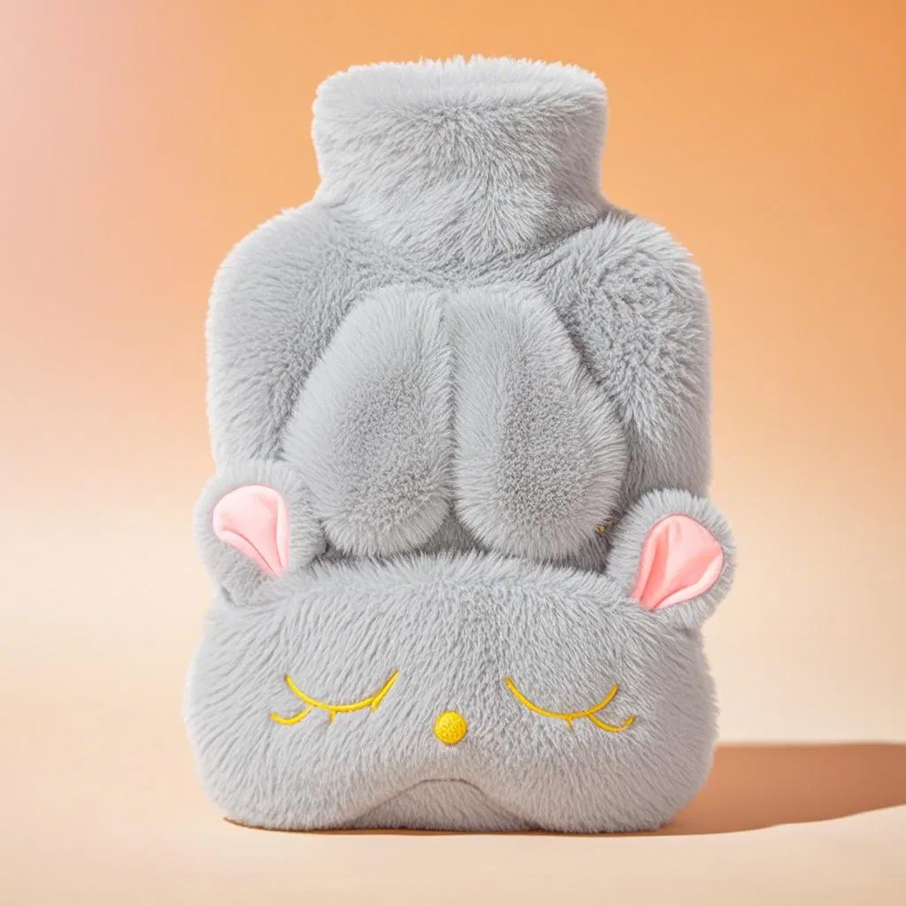 New Design Body Hand Warmer Rubber Hot Water Bottle Bag Cute Cover with Eye Mask Gift Set