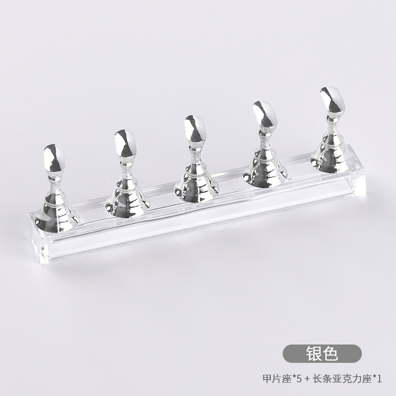 Removable Nail Art Practice Training Fingernail DIY Acrylic Display Stand Manicure Tool Magnetic Nail Tip Holder for UV Gel Nail Polish