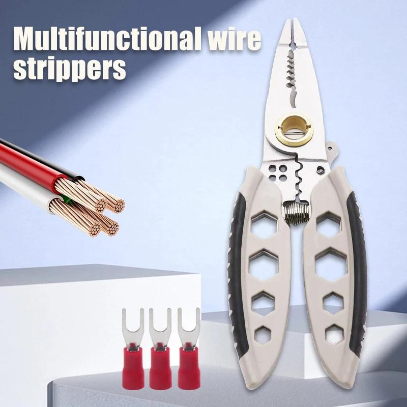 7 in 1 Multi Functional Wire Stripper Pliers Electrician Special Tools for Wire Cutting Pulling Pressing Winding Screwing