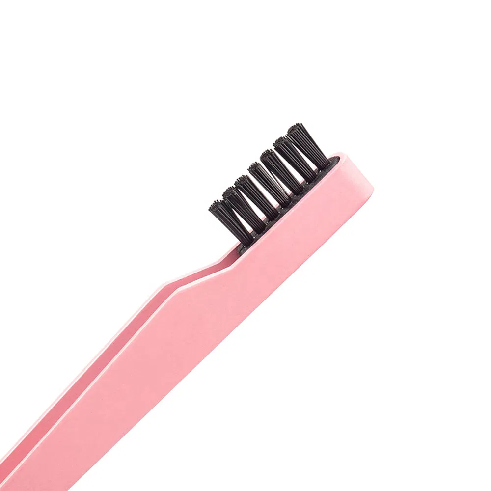 Stainless Steel Squared Eyebrow Eyelashes Tweezers Slanted Lashes Eyelash Tweezer with Nylon Brush