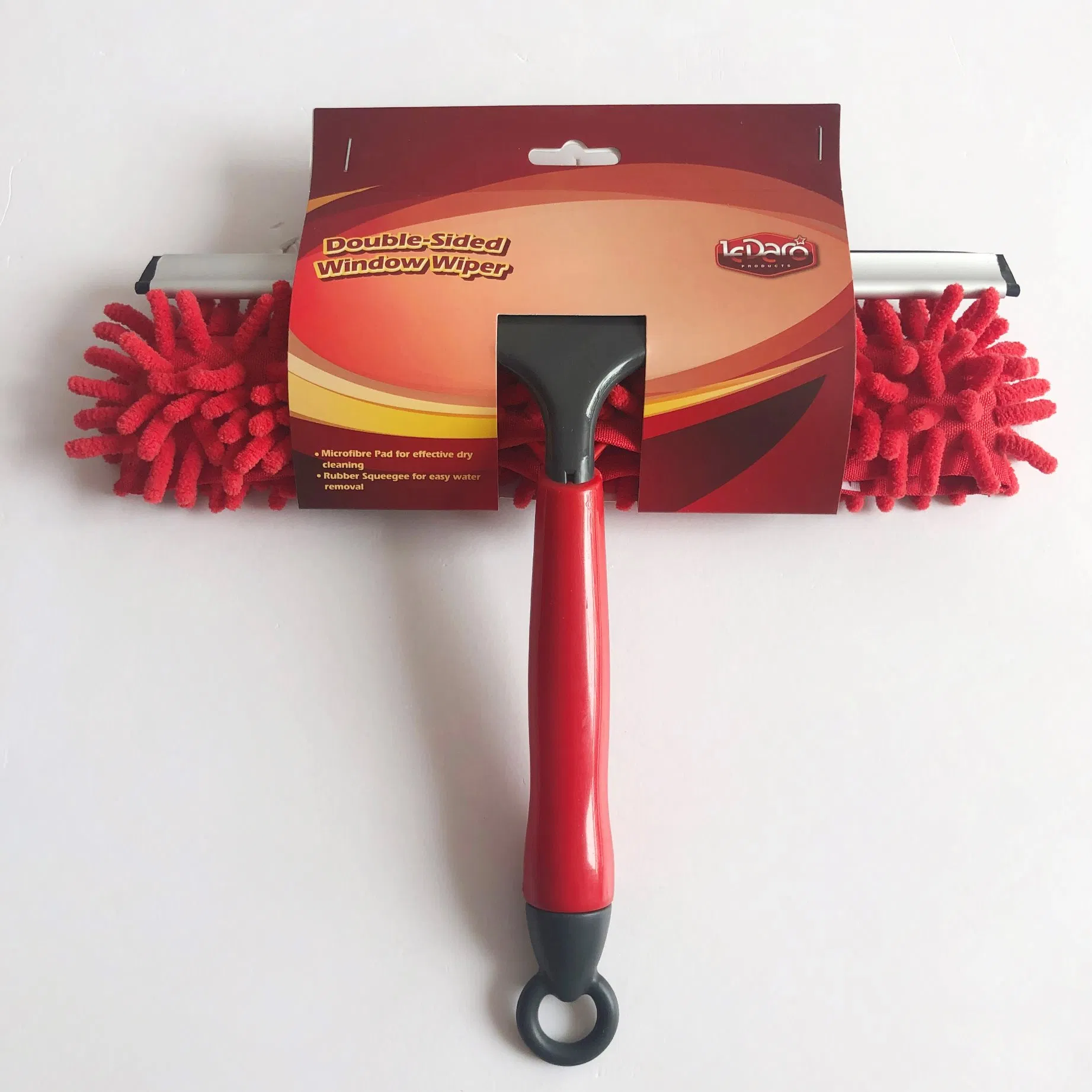 Chenille Window Washing Equipment Squeegee with Dobule Side Head Chenille Refill and Aluminum Holder with Rubber for Indoor and Outdoor Glass