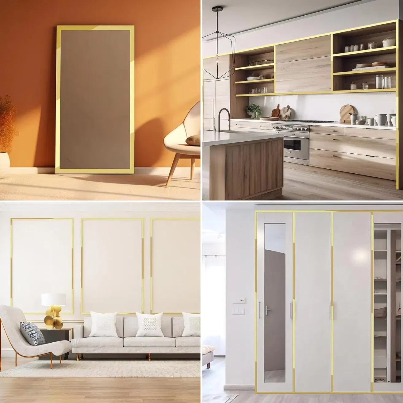 India 201 304 Stainless Steel Flat Strip Trim Patti with Self-Adhesive Backing for Cabinet Decoration