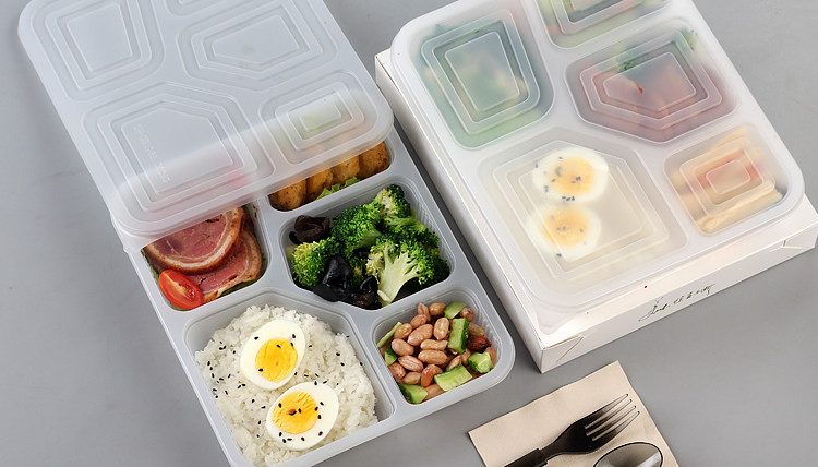 5 Compartment Clear Compartment Food Plastic Box