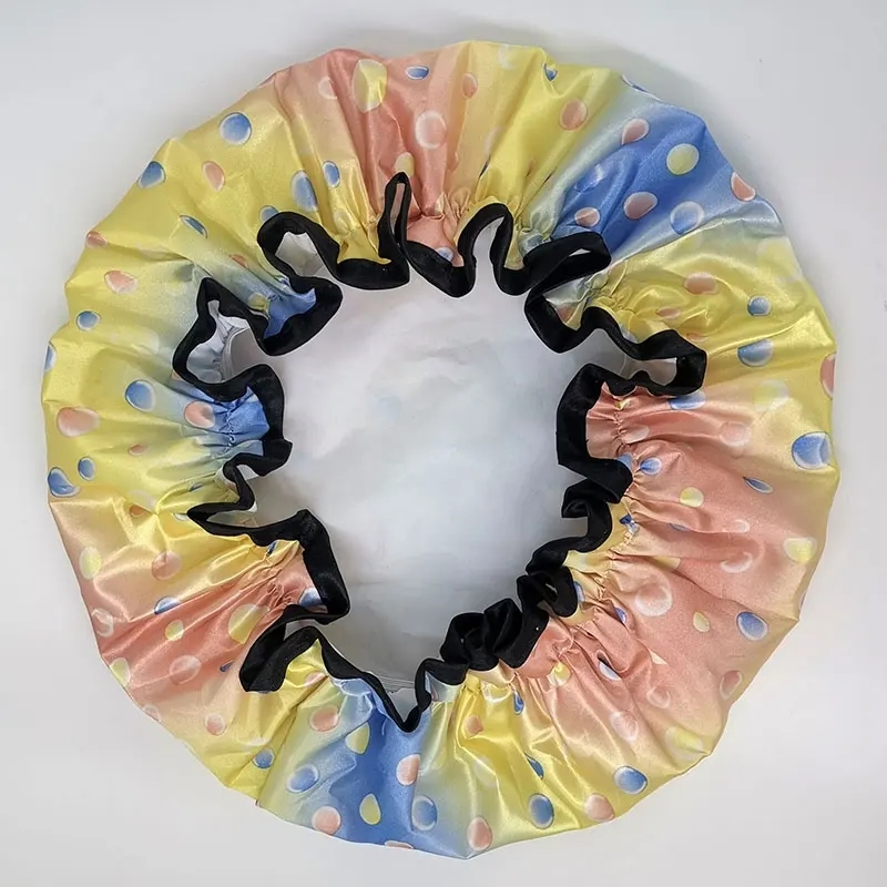 Factory Direct Luxury Flower Printing Satin Shower Caps Custom Logo Available