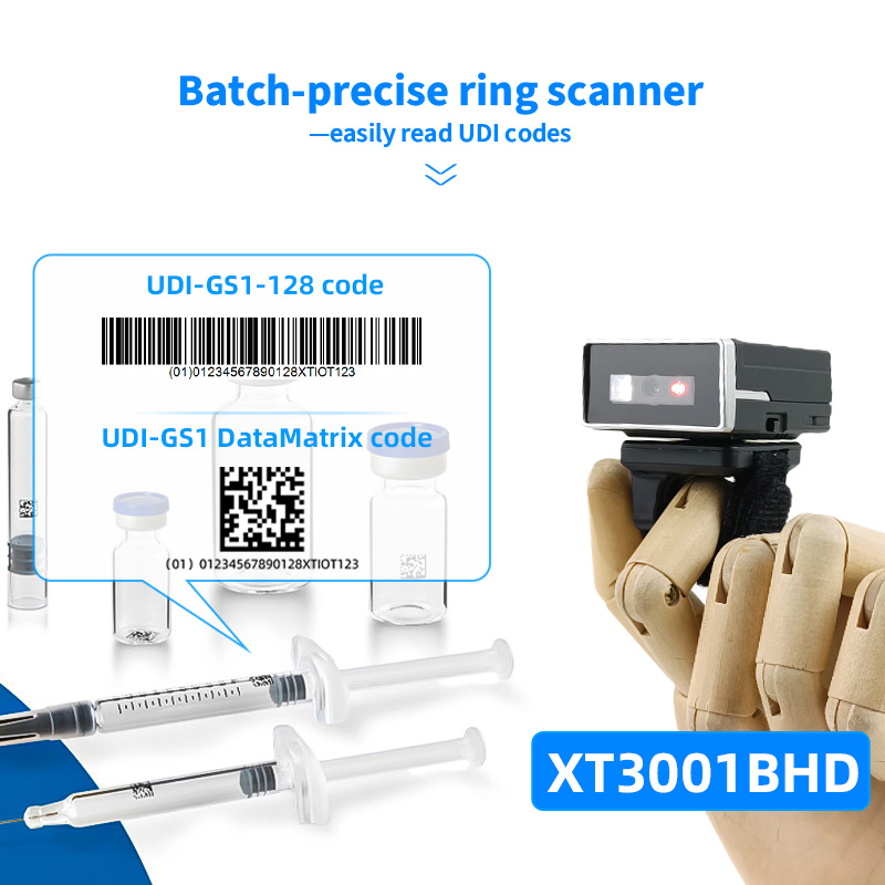 XT3001BHD Continuous Barcode Reading Wearable Barcode Scanner High Efficiency Warehouse Portable Barcode Ring Reader