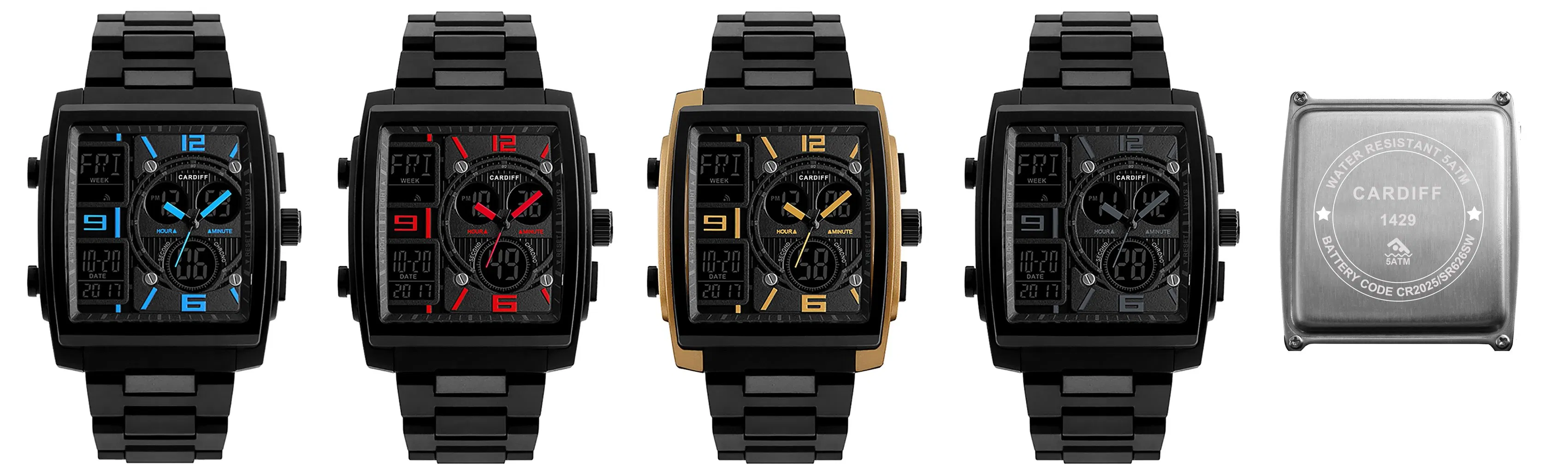 Plastic Digit Analogue Watches with Plastic Chain Wristbands