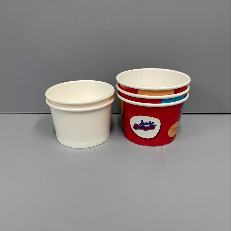 Бумажные стаканчики для мороженого с крышкой