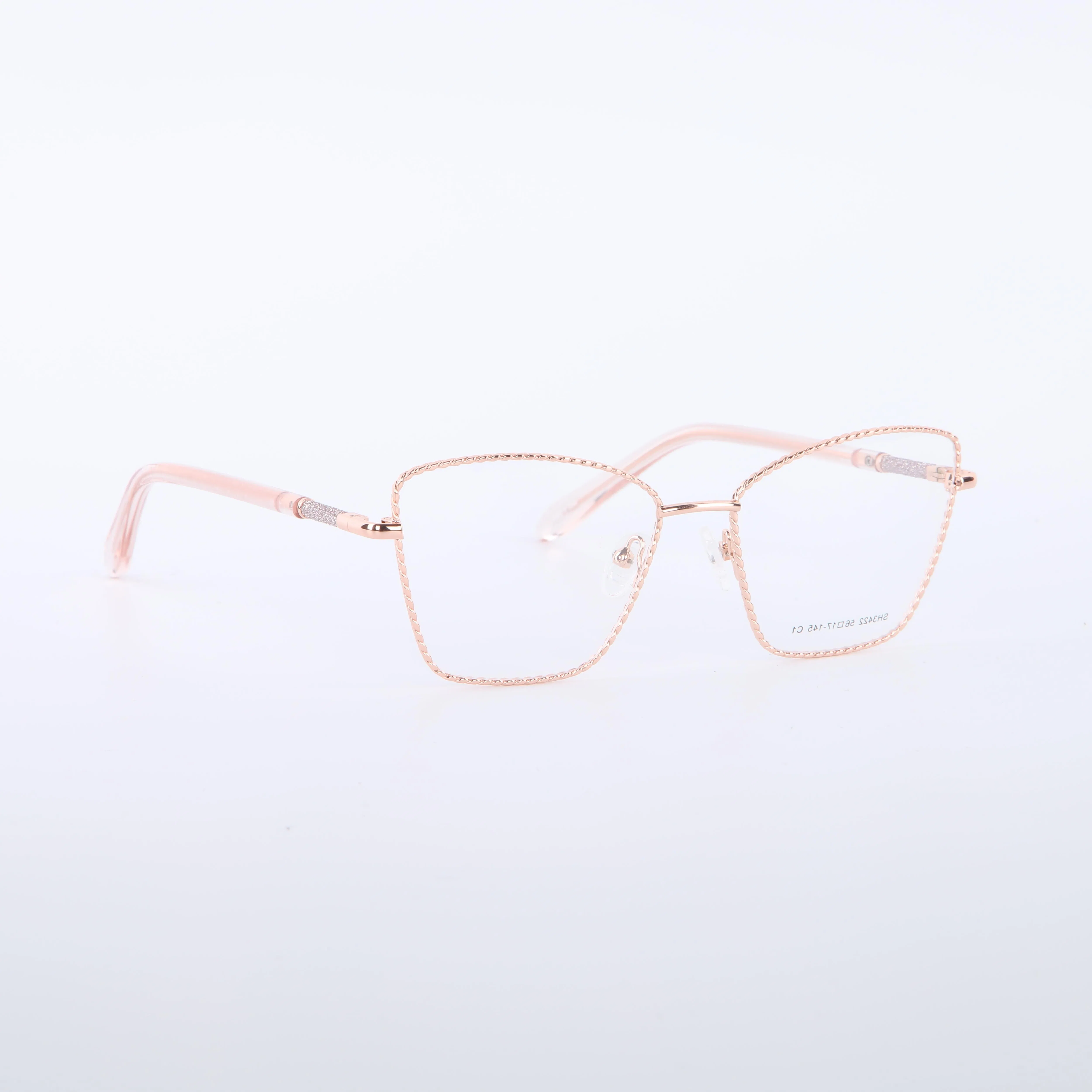 Stylish Double Metal Eyeglasses Frames for Myopia in Black/Pink Gold