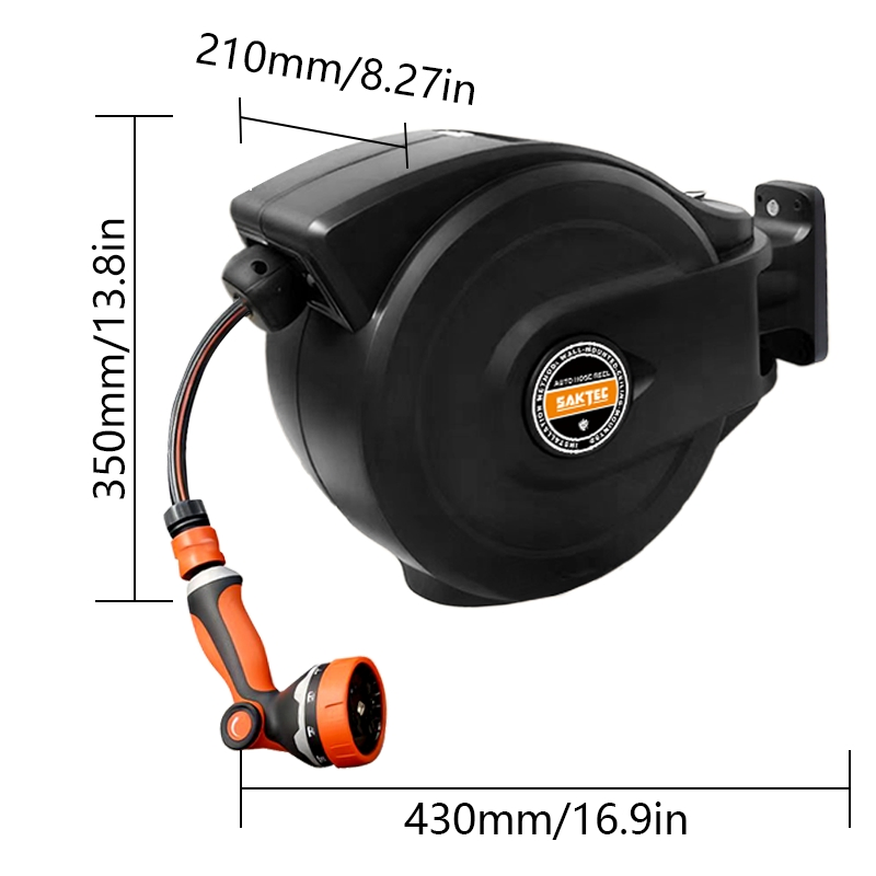 Giraffe Tools Retractable Garden Hose Reel 1/2 Inch X 100 FT, Super Heavy Duty, Any Length Lock, Slow Return System, Wall Mounted