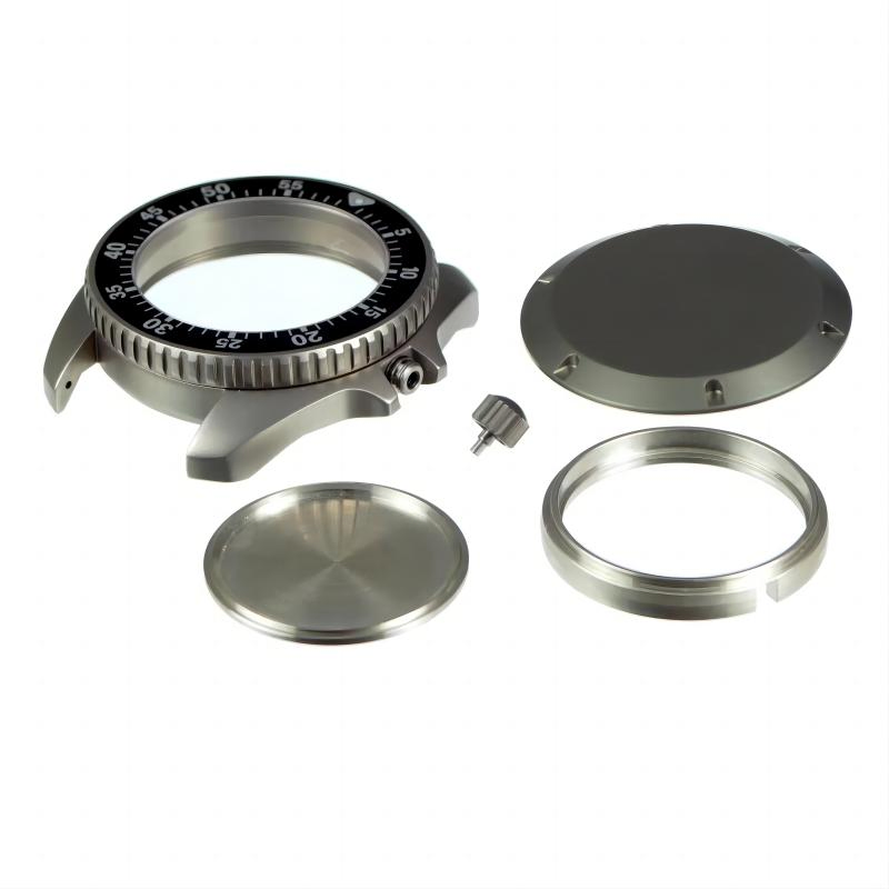 Customized High Precision Stainless Steel Metal Aluminum Watch Case Parts Watch Accessories Threaded Crown Rotating Bezel