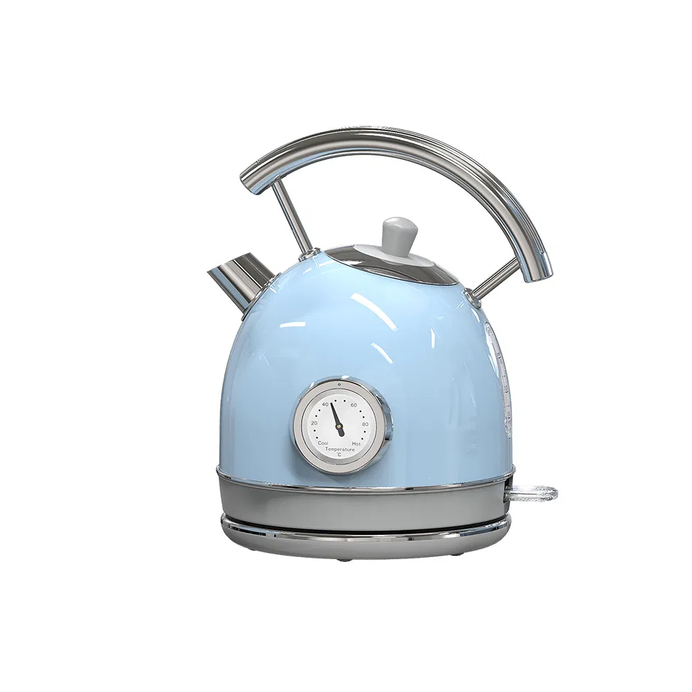 1.8L Retro Style Electric Kettle with Water Thermometer and Removable Filter