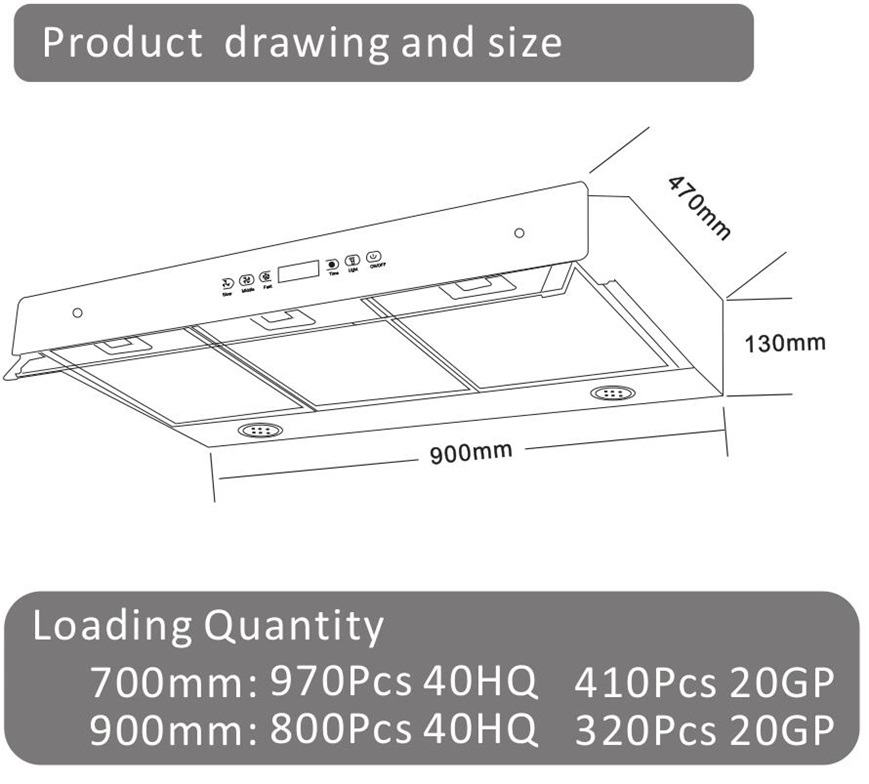Hgi Ventilating Fan Grease Exhaust Chimney Ventilator Slim Range Hood Sh-9001b