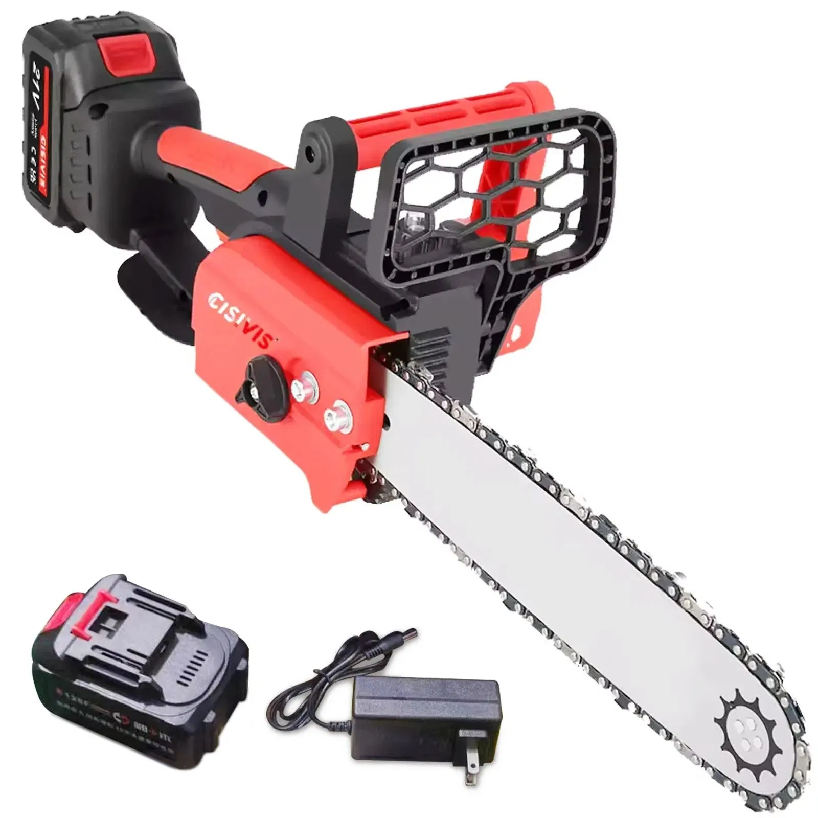 Cisivis Cordless Chainsaw with 2 Batteries Compact Brushless Chainsaw Tool-Free Tensioning, Automatic Oiler & Lightweight for Tree Pruning