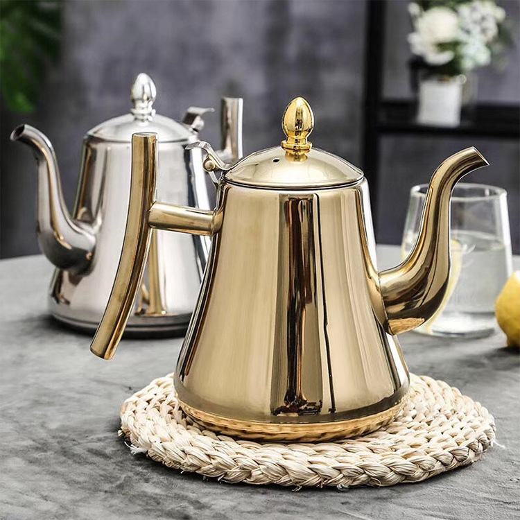 Stainless Steel Teapot Tea Coffee Cafe Drink Kitchen Tableware Lid Pot Catering
