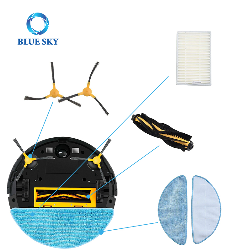 Sweeping Robot Accessories Kit Main Roller Side Brush HEPA Filter Mop Cloth for Kabum Smart 700 / 500 Robot Vacuum Cleaner