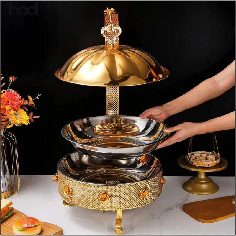 Factory Outlet Steel Gold White Chafing Dish Pour Buffet Hanging Food Warmer Dome Chafing Dish Buffet Set for Catering