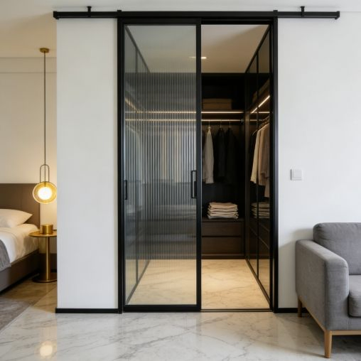 Kitchen and Bathroom Fluted/Frosted Glass Stain-Resistant Semi-Transparent Privacy Partition