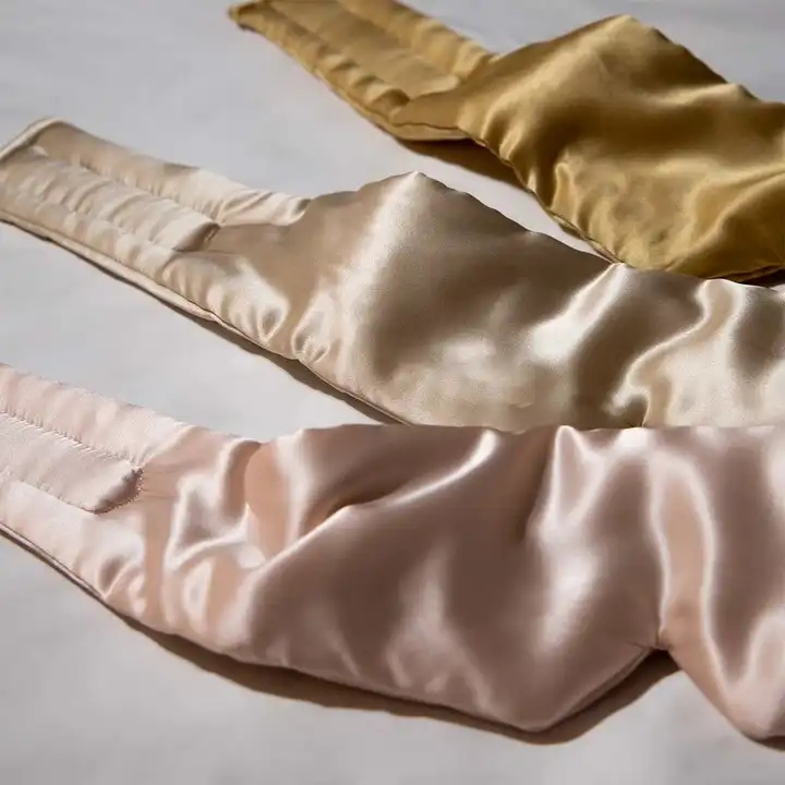 Wholesale Colorful Imitated Silk Blindfold Eye Mask Comfortable Travel Silk Sleep Eyemask Set with Custom Package