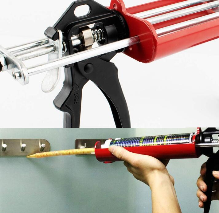 Manual Epoxy Applicator Gun 400 Ml/13.5 FL Oz (1: 1 Mix Ratio) Dual Component Adhesive Cartridge Applicator Double Caulk Gun 2 Part Caulking Gun (Passion Red)