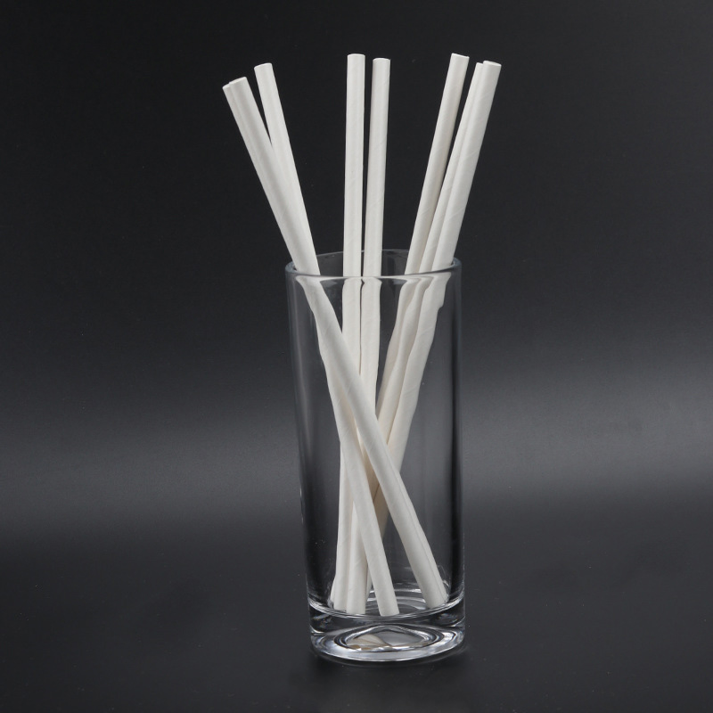 Custom Disposable Paper Tableware 197mm Length Paper Straw White for Drinking