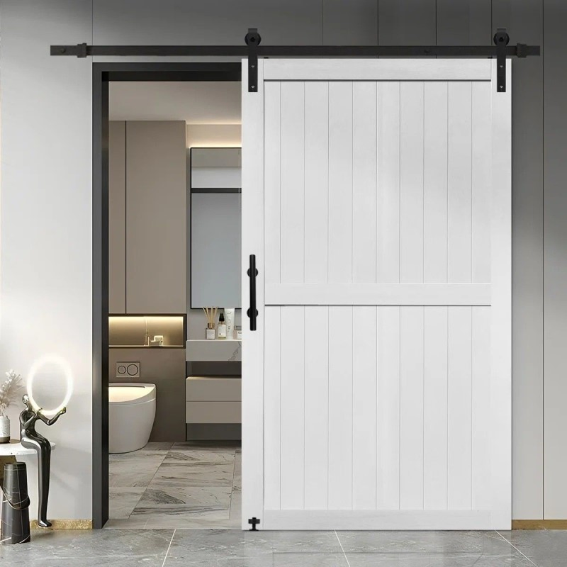 Decorative White Modern French Composite Wooden Sliding Interior Barn Door