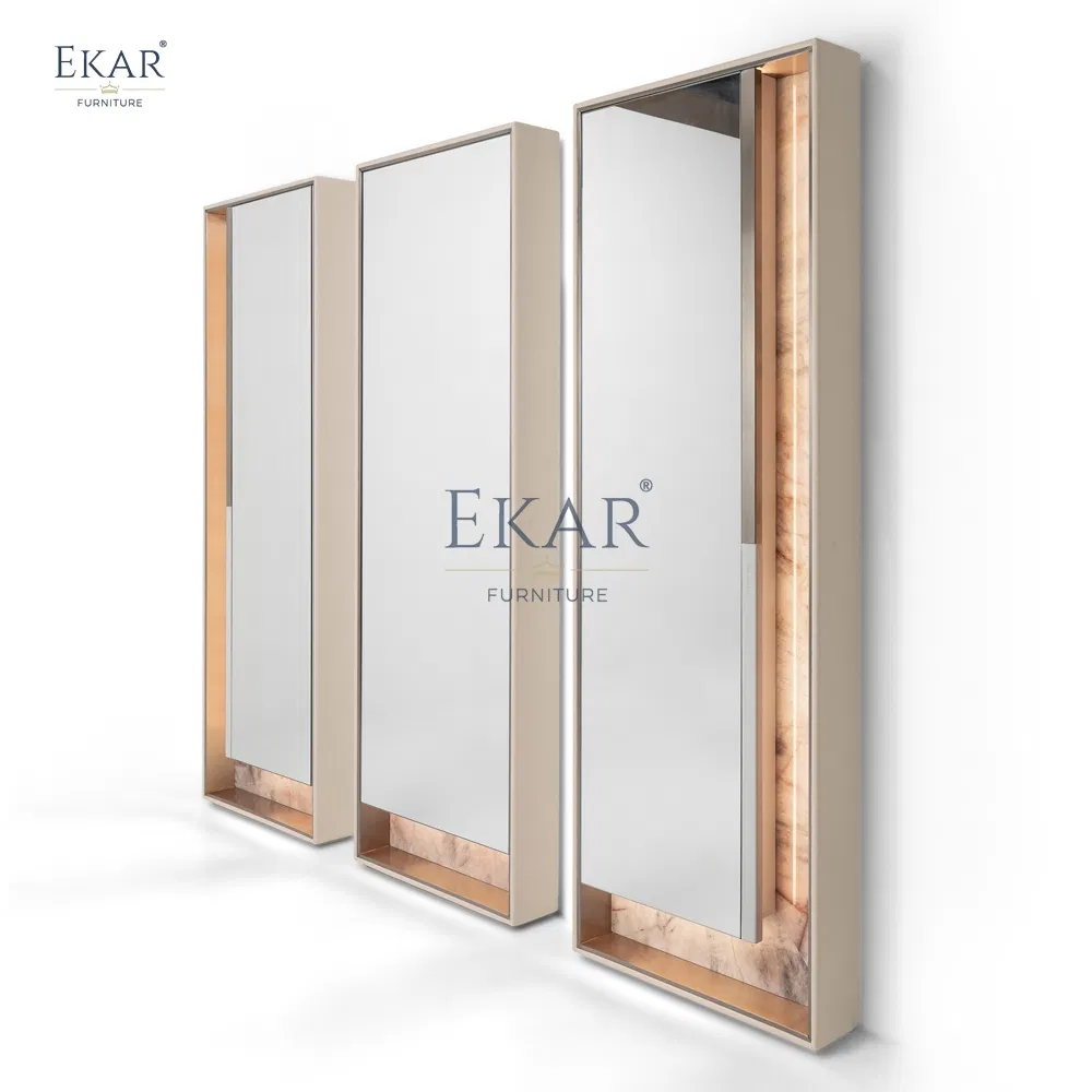 Modern Floor Mirror with Wooden Frame for Bedroom or Dressing Area