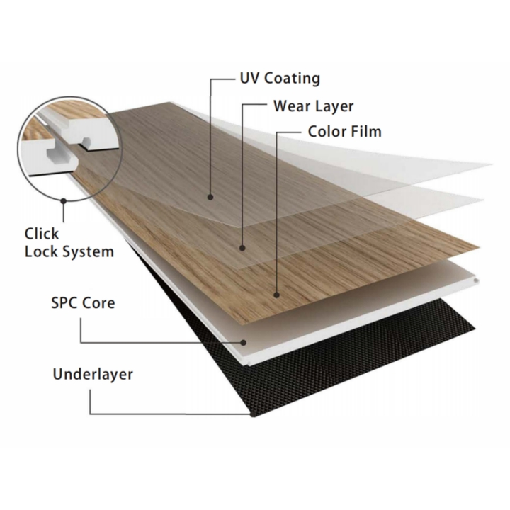 Плитка SPC для пола ПВХ 6мм, под дерево