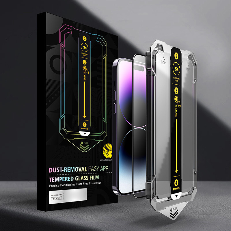 for iPhone 14 PRO Max Silk Printing HD Clear Tempered Glass Phone Screen Protector with Easy Installation Tool