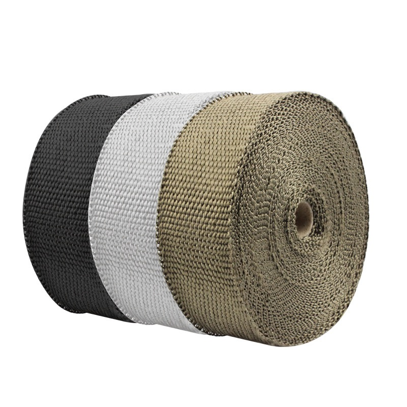 Black Titanium Thermal Shield Exhaust Manifold Header Heat Wrap Exhaust Header Wrap with Stainless Steel Ties