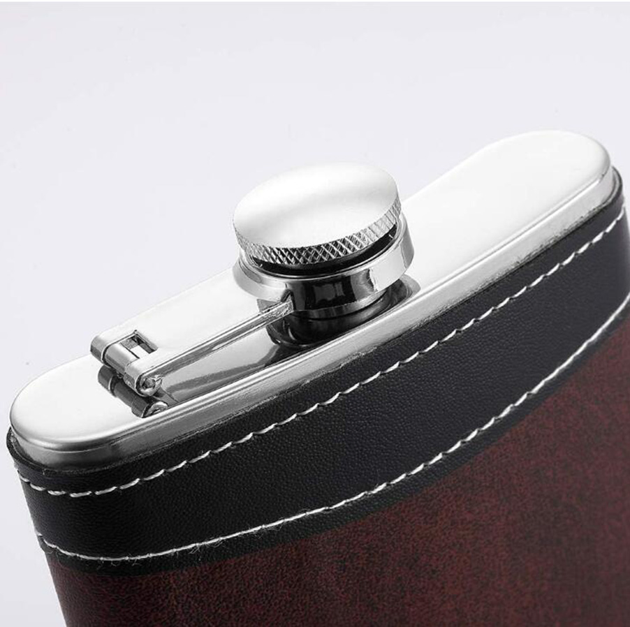 1 Pack 8 Oz Soft Touch Leather Wrap Hip Flask for Liquor
