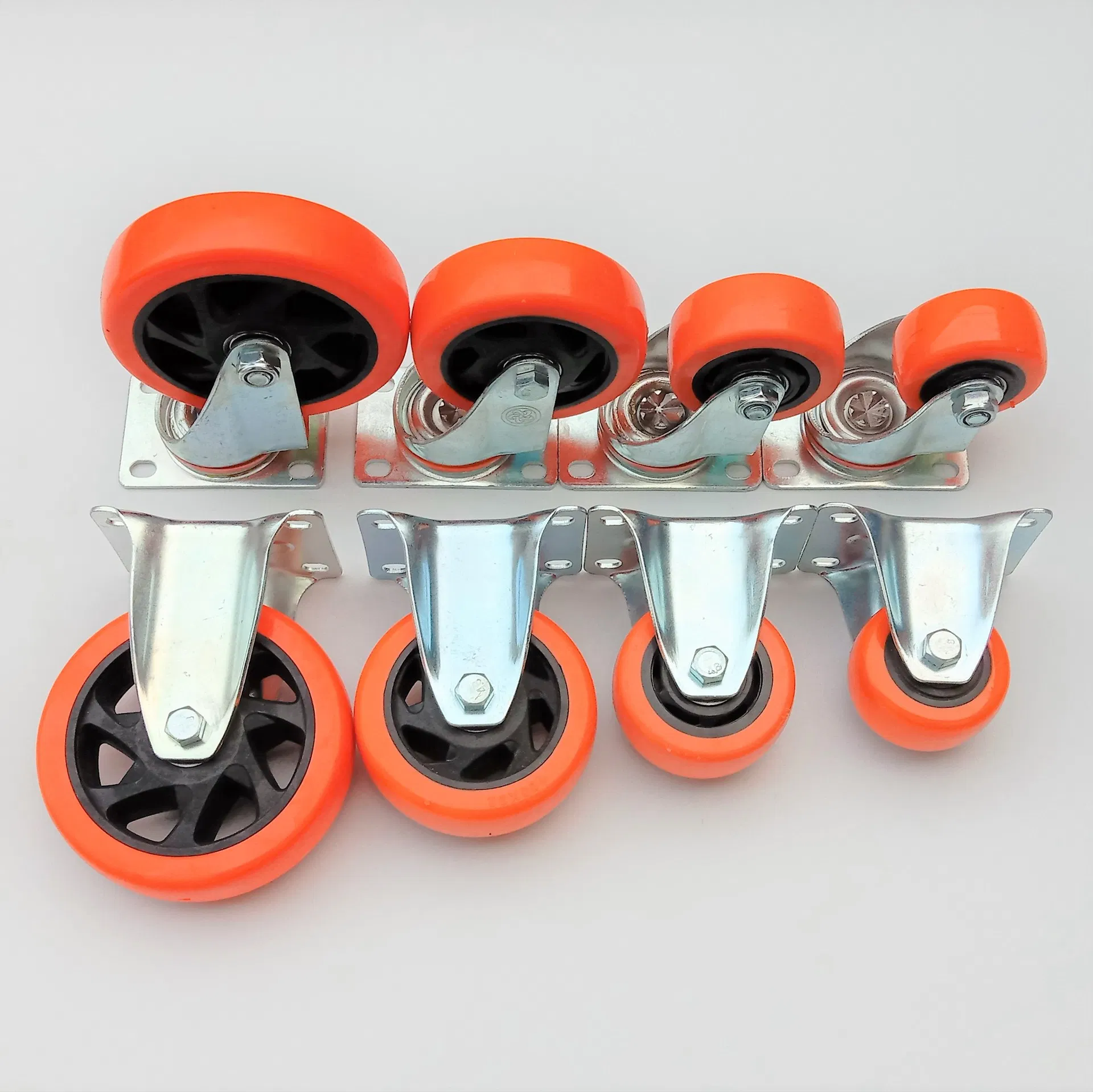2inch 2.5inch 3inch 4inch 5inch 130kg Orange PVC/PU Industrial Rotary Trolley Caster Swivel Caster Wheel