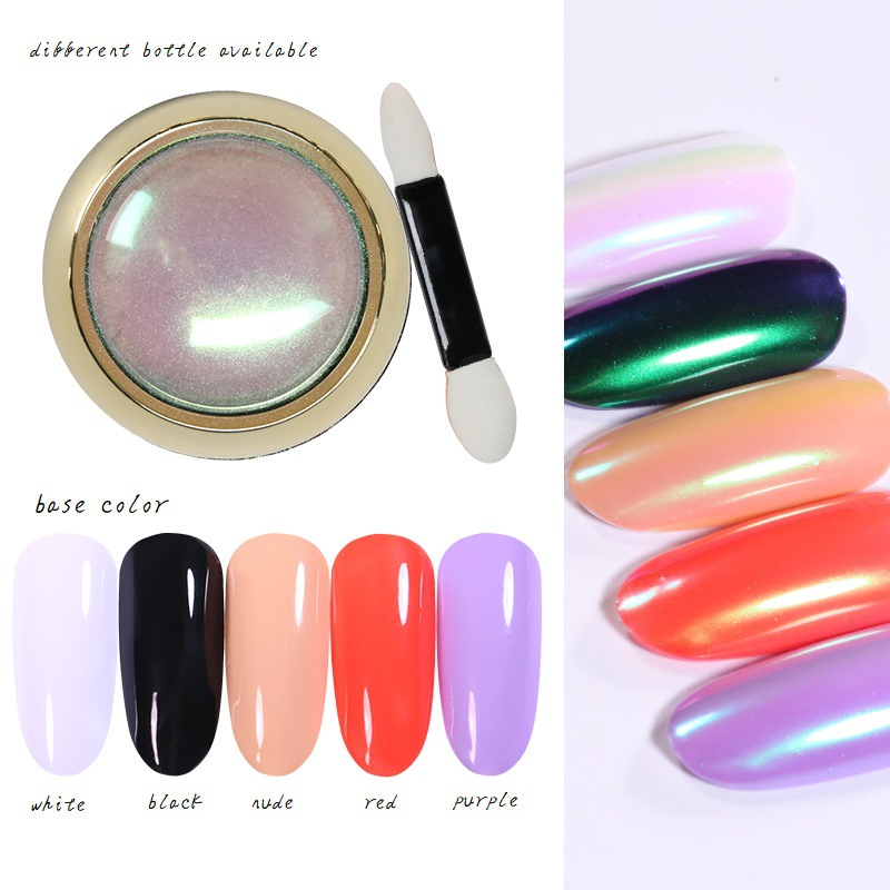 Wholesale High Grade Colorful Rainbow Chrome Pigment Nail Aurora Neon Powder