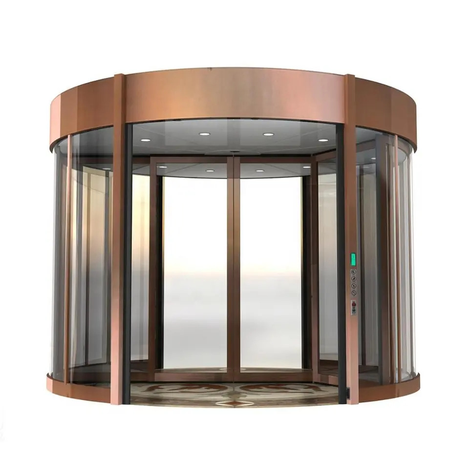 2 Wing 3 Wing Auto Rotate Aluminum Frame Hotel Lobby Two-Flap Revolving Glass Doors