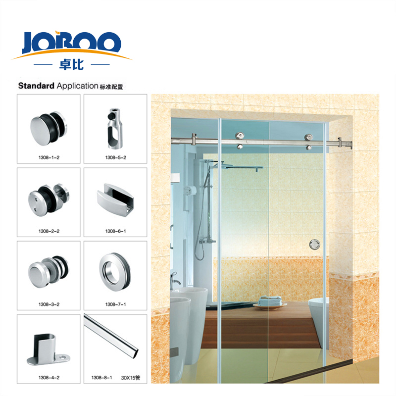 Hotel Bathroom Glass Encloser Stainless Steel Fitting Wholesale