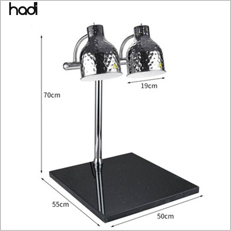 Stainless Steel Carving Station Heating Lamp Double Marble Base Silver Table Lamp Hotel Restaurant Buffet Catering Food Warmer Durable Feature