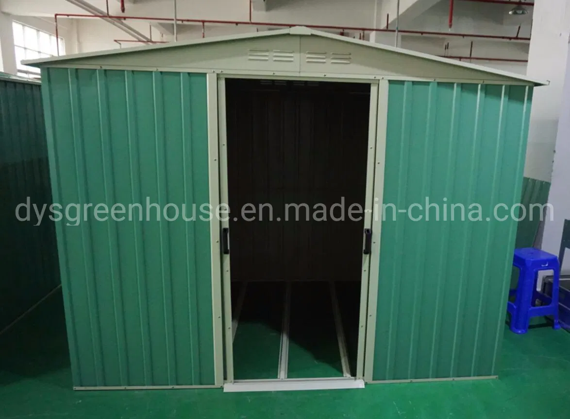 Light Green Steel Frame Shed with Reinforced Base, OEM Gardening Shelter 8X6-G2