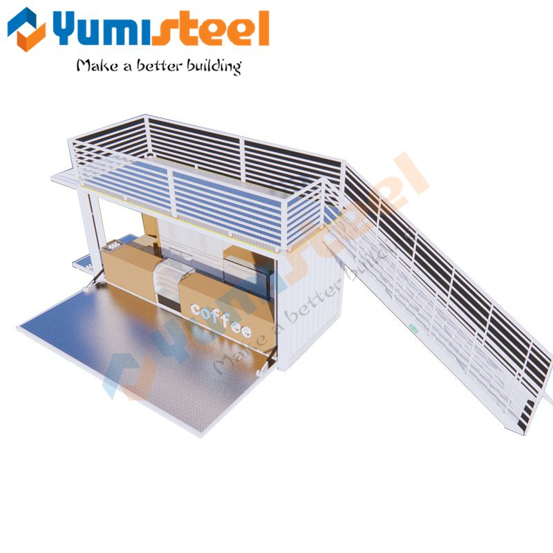 Steel Structure Container House Extension Box Transformation Entrepreneurial Coffee House Shop Construction Movable Panel House