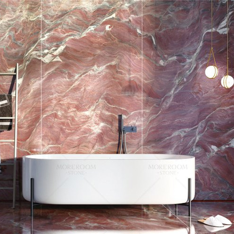 China Classical Style Red Pattern Porcelain Interior Wall Decoration Stone