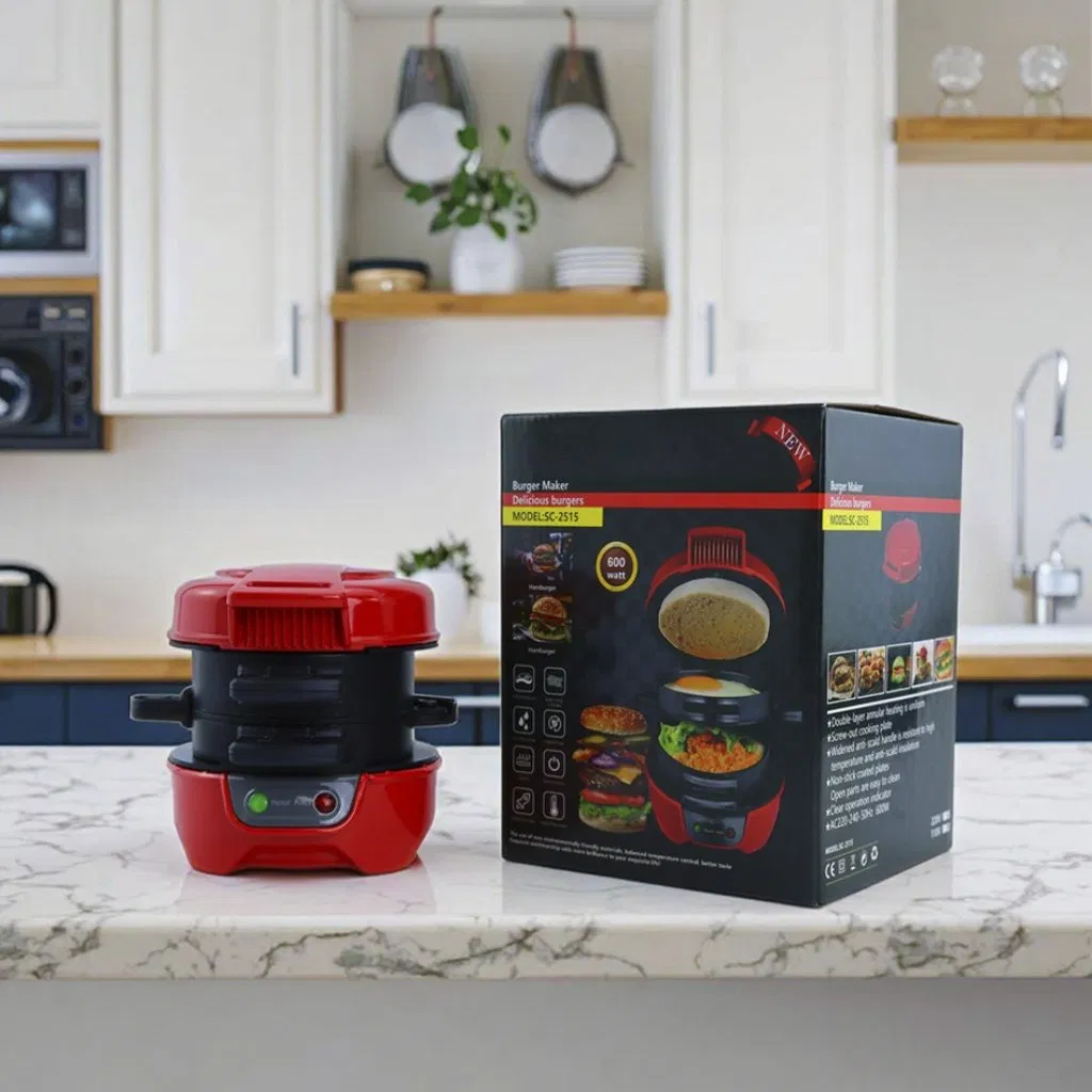Sc-2515 Portable 600W Breakfast Sandwich Maker Egg Cooker Ring Easy Clean Non-Stick Burger Sandwich Omelette Toaster