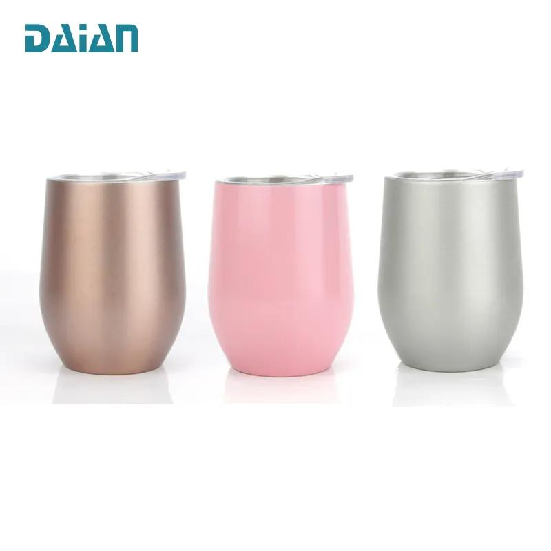 Daian Factory Durable Wine Tumbler with Lid Double Wall Stainless Steel Vacuum Insulated Wine&Coffee Tumbler 12 Oz Tumbler