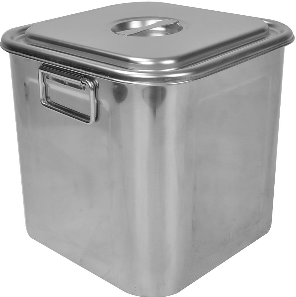 Restaurant Stainless Steel Food Grade Square Water Ice Bucket with Lid